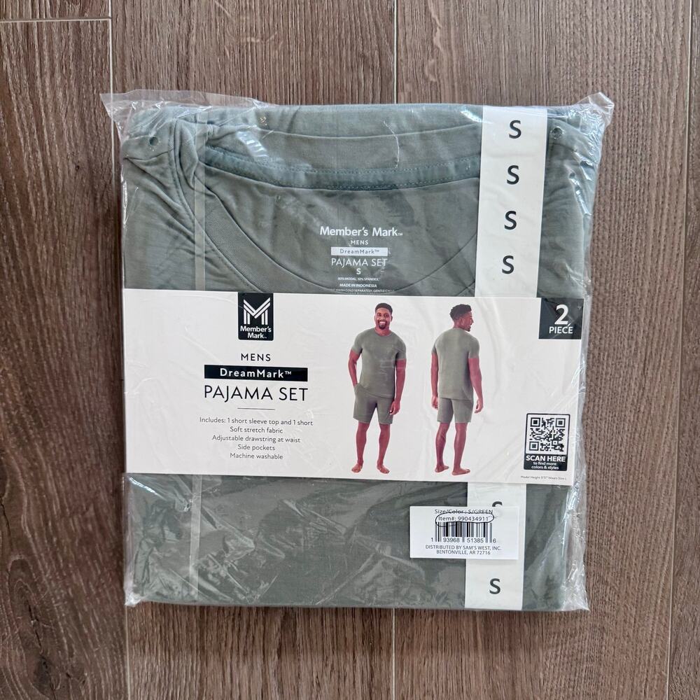Member's Mark 2-Piece Shorts Pajama Set Green Men Small